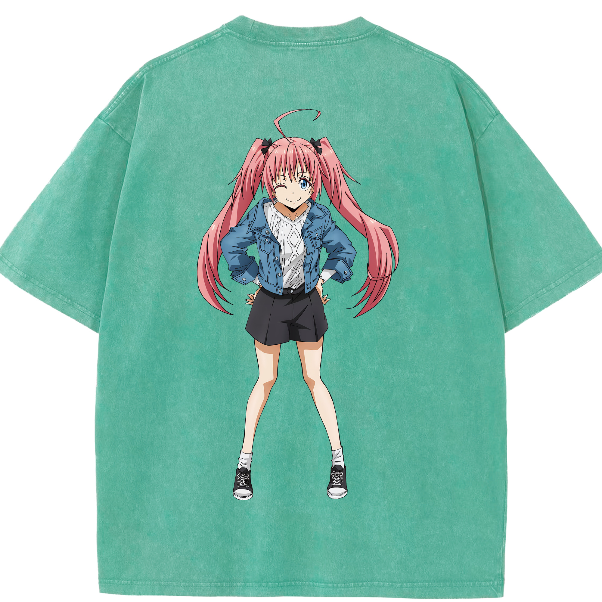 （画像用） 転スラ Regarding Reincarnated to Slime 綿100% ヴィンテージ風 半袖Tシャツ（背面プリント）